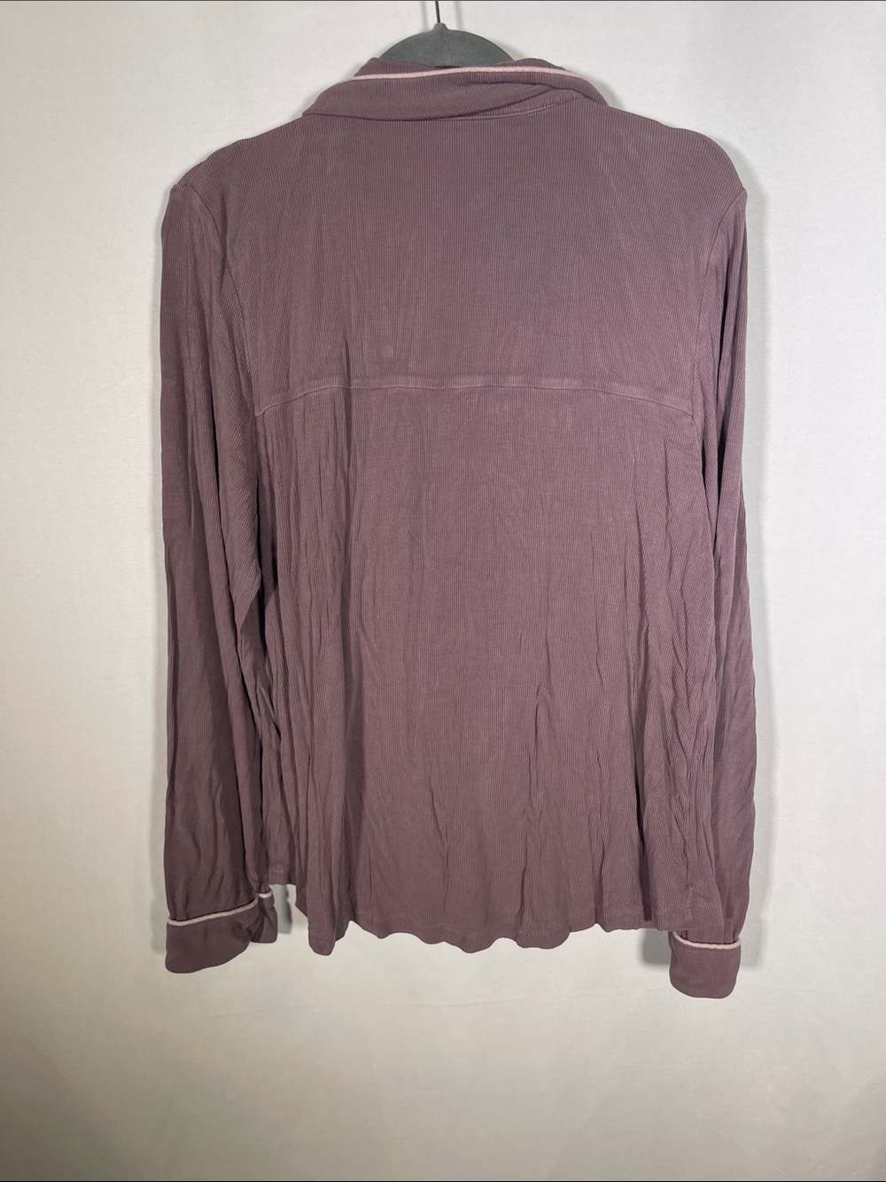 COZY EARTH WOMENS BAMBOO RIBBED LONG SLEEVE PAJAMA TOP PURPLE MEDIUM - Picture 4 of 4